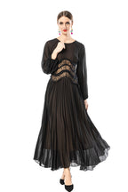 Sheer Puff Sleeve Embroidered Waist Pleated Midi Dress SP10094