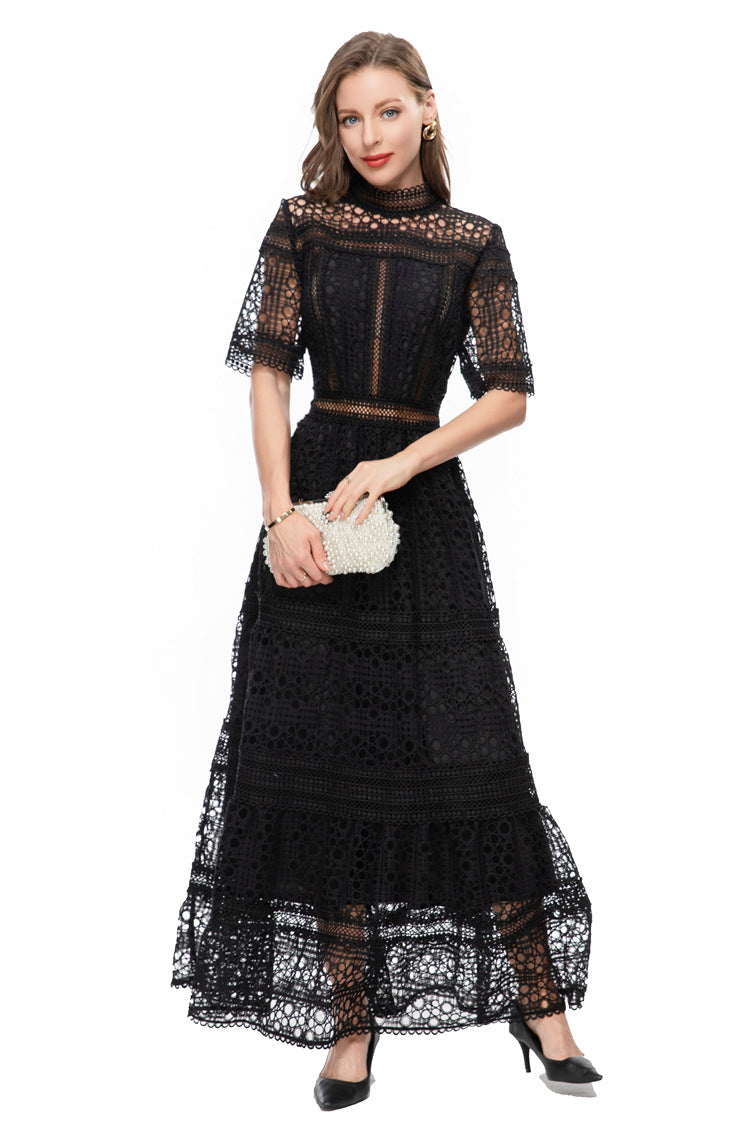 White Crochet Lace Tiered Maxi Dress – French Luxury SP10013