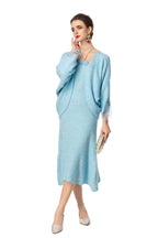 3D Floral Halter Dress & Lace Cuff Knit Cardigan Two-Piece Set SP10099