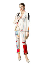 Abstract Face Print Blazer & Cropped Pants Two-Piece Set SP10052