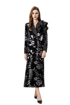 Burgundy Velvet Sequin Floral Blazer & Pencil Skirt Set SP10020
