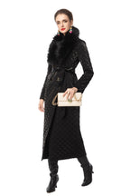 Detachable Fur Collar Quilted Velvet Maxi Coat SP10100