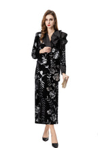 Burgundy Velvet Sequin Floral Blazer & Pencil Skirt Set SP10020