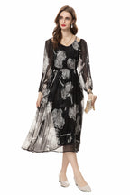 Silk Asymmetrical V-Neck Cinched Waist Midi Dress – French Luxury SP10029