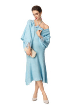 3D Floral Halter Dress & Lace Cuff Knit Cardigan Two-Piece Set SP10099