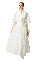 Satin Lace Patchwork Bow Tie Flare Sleeve Maxi Dress SP10057
