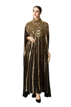 Hand-Beaded Sequin Cape Kaftan Maxi Dress SP10058