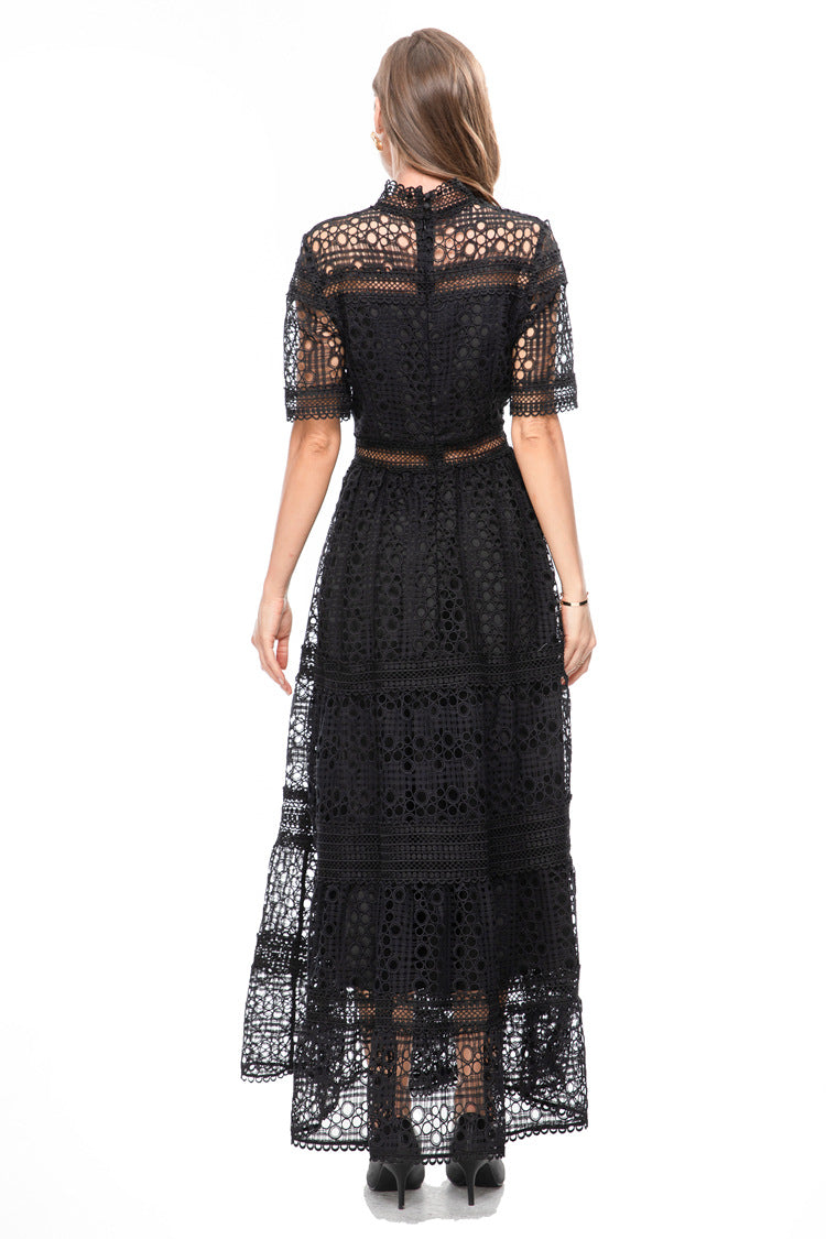 White Crochet Lace Tiered Maxi Dress – French Luxury SP10013