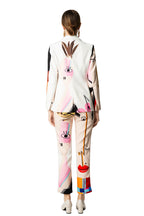 Abstract Face Print Blazer & Cropped Pants Two-Piece Set SP10052