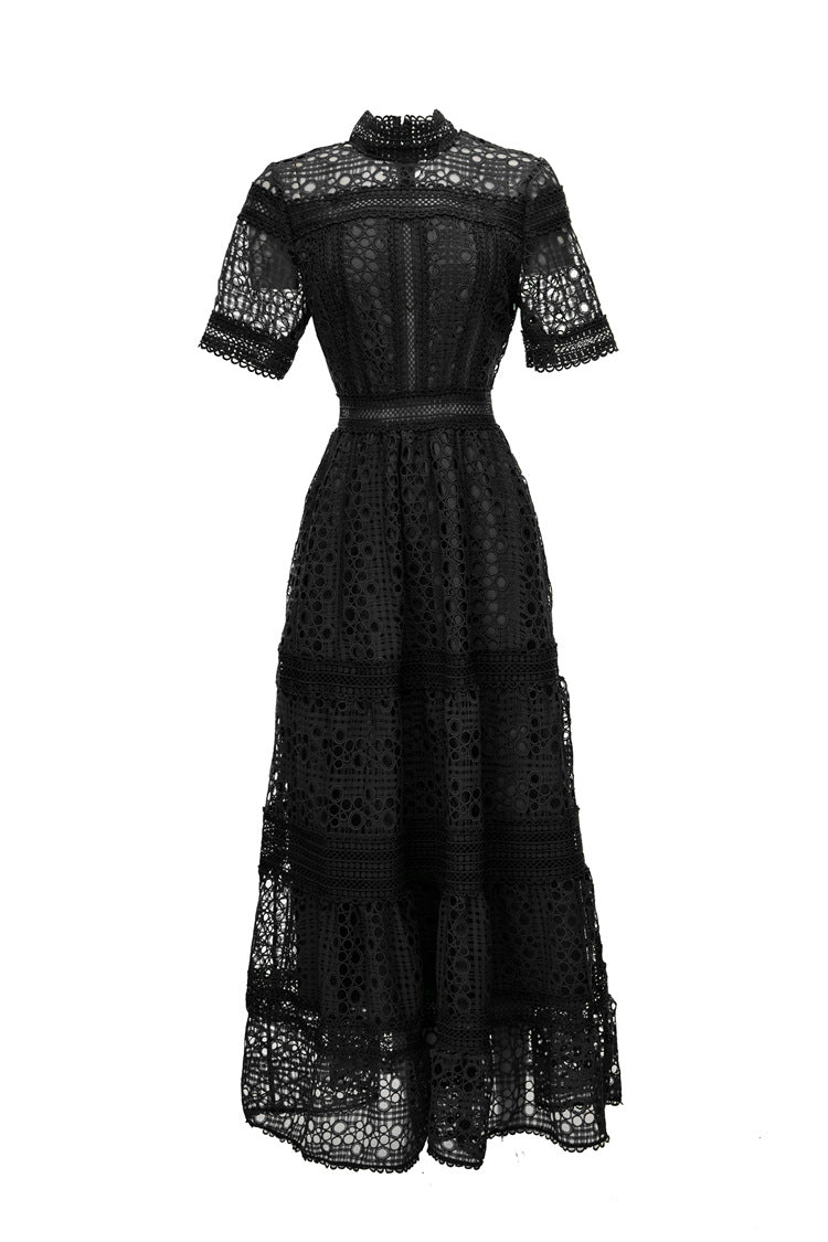 White Crochet Lace Tiered Maxi Dress – French Luxury SP10013