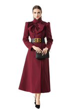 Bow Neck Puff Sleeve Double-Breasted Maxi Coat Dress SP10089