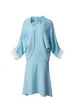 3D Floral Halter Dress & Lace Cuff Knit Cardigan Two-Piece Set SP10099