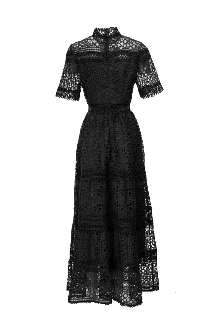 White Crochet Lace Tiered Maxi Dress – French Luxury SP10013