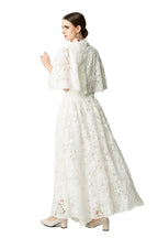 Satin Lace Patchwork Bow Tie Flare Sleeve Maxi Dress SP10057