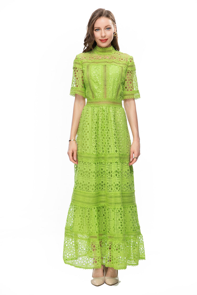 White Crochet Lace Tiered Maxi Dress – French Luxury SP10013