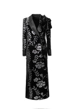 Burgundy Velvet Sequin Floral Blazer & Pencil Skirt Set SP10020