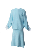 3D Floral Halter Dress & Lace Cuff Knit Cardigan Two-Piece Set SP10099