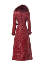 Sequin Embellished Belted Maxi Trench Coat – French Luxury Winter Overcoat SP10027