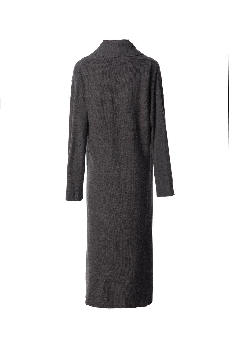 Turtleneck Dress & Long Knit Cardigan Two-Piece Set SP10097