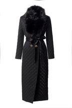Detachable Fur Collar Quilted Velvet Maxi Coat SP10100