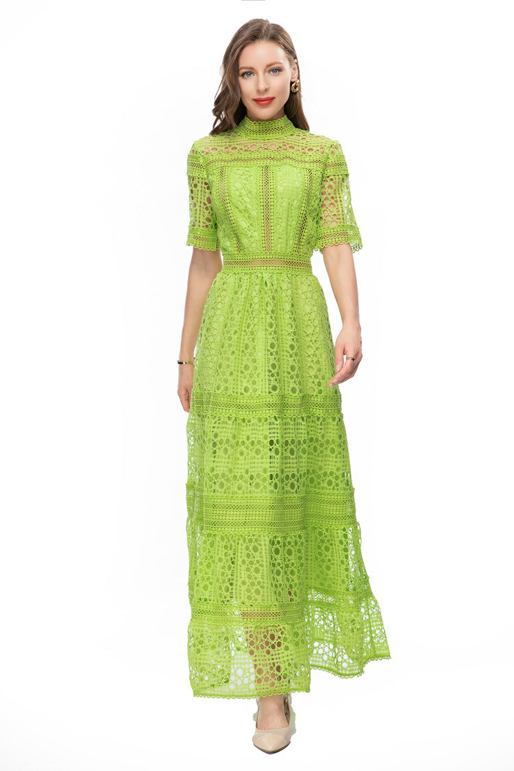 White Crochet Lace Tiered Maxi Dress – French Luxury SP10013