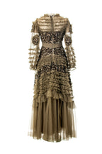 Caramel Sequin Ruffled Tulle Tiered Maxi Gown – Formal Evening Dress SP10005