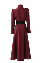 Bow Neck Puff Sleeve Double-Breasted Maxi Coat Dress SP10089