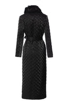 Detachable Fur Collar Quilted Velvet Maxi Coat SP10100