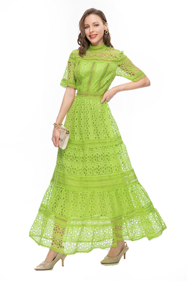 White Crochet Lace Tiered Maxi Dress – French Luxury SP10013