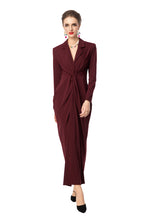 Burgundy Twisted Waist Fishtail Maxi Dress – Suit Style SP10018