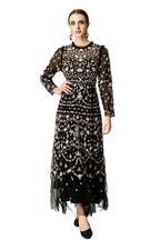 Black Floral Bird Embroidered Ruffled Neck Tulle Maxi Dress SP10036