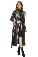 Black Quilted Faux Leather Contrast Trim Maxi Trench Coat SP10030