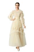Cream Crochet Lace Tiered Tulle Cake Dress SP10063
