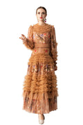 Amber 3D Dragonfly Embellished Tiered Tulle Maxi Dress SP10070
