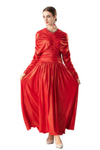 Metallic Ruched Waist Flared Maxi Dress SP10087