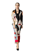 Abstract Face Print Blazer & Cropped Pants Two-Piece Set SP10052
