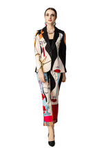 Abstract Face Print Blazer & Cropped Pants Two-Piece Set SP10052