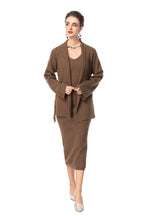 V-Neck Knit Dress & Tie-Waist Cardigan Two-Piece Set SP10098