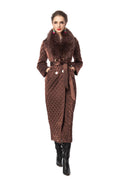 Detachable Fur Collar Quilted Velvet Maxi Coat SP10100