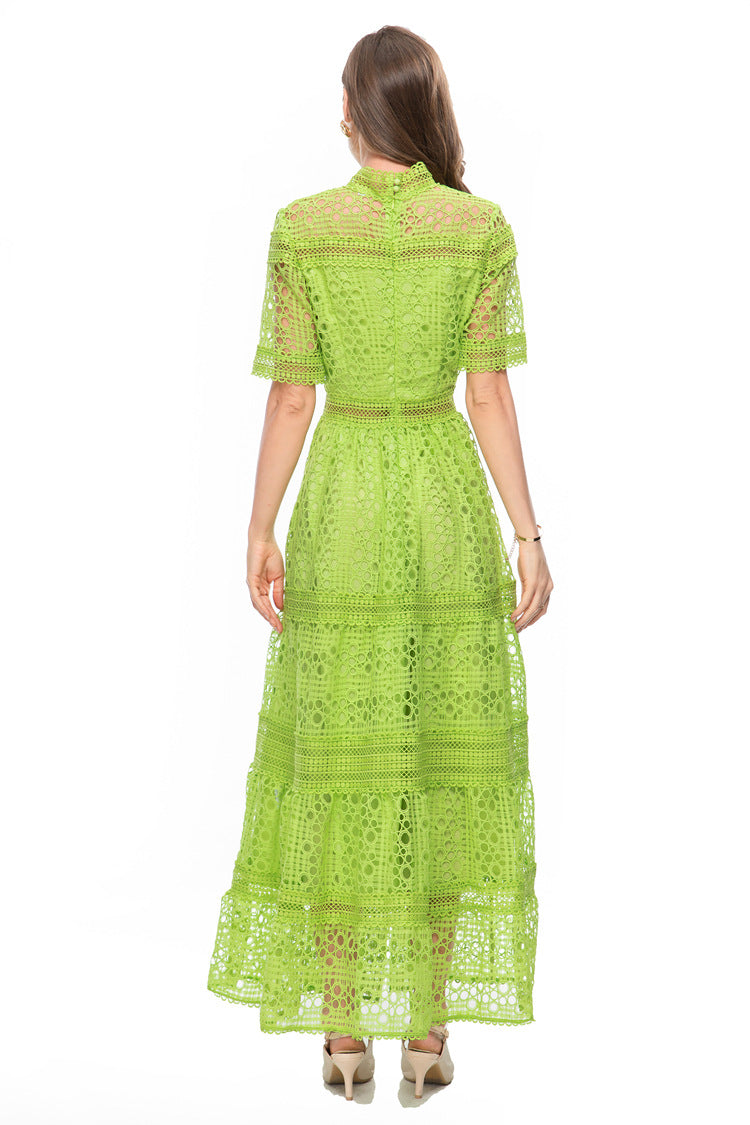 White Crochet Lace Tiered Maxi Dress – French Luxury SP10013