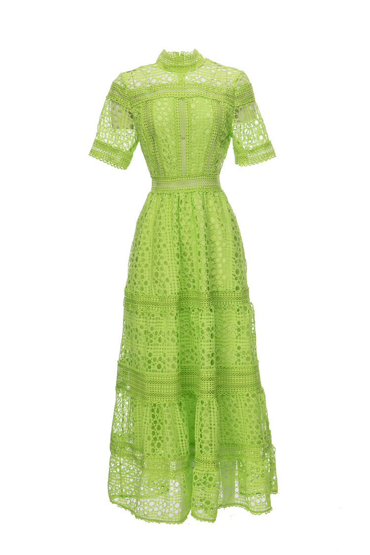 White Crochet Lace Tiered Maxi Dress – French Luxury SP10013