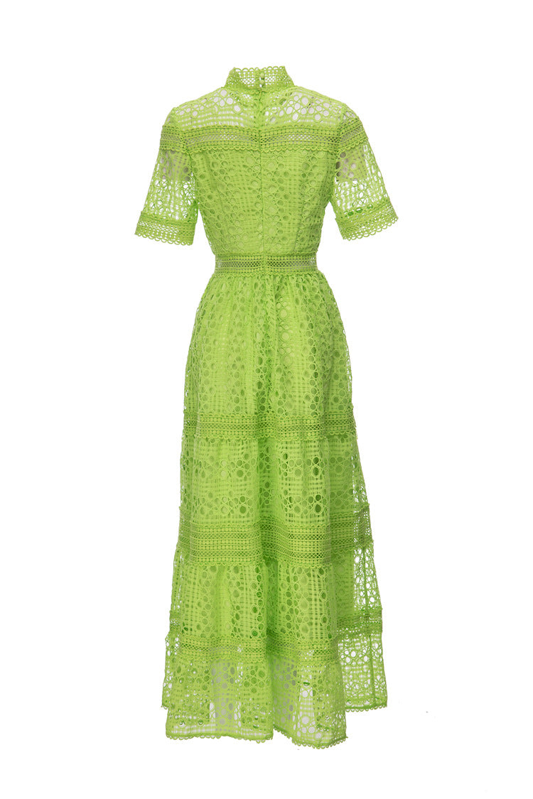 White Crochet Lace Tiered Maxi Dress – French Luxury SP10013