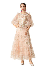 Ruffled Neck 3D Floral Tiered Tulle Maxi Dress SP10077