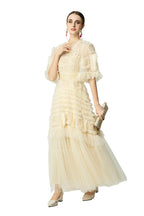 Cream Crochet Lace Tiered Tulle Cake Dress SP10056