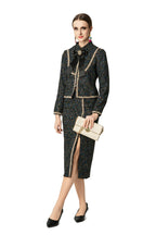 Tweed Bow Tie Jacket & Slit Pencil Skirt Two-Piece Set SP10044