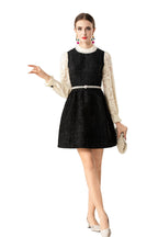 Lace Sleeve Tweed Mini Dress with Pearl Belt SP10088