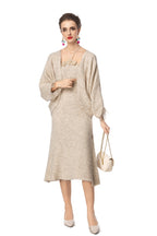 3D Floral Halter Dress & Lace Cuff Knit Cardigan Two-Piece Set SP10099