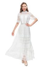 White Crochet Lace Tiered Maxi Dress – French Luxury SP10013
