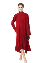 Turtleneck Dress & Long Knit Cardigan Two-Piece Set SP10097