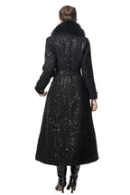 Sequin Embellished Belted Maxi Trench Coat – French Luxury Winter Overcoat SP10027